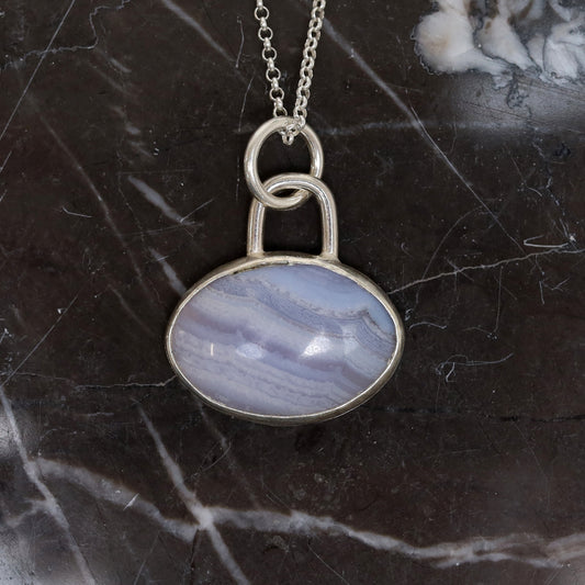 Sterling Silver Blue Lace Agate Pendant