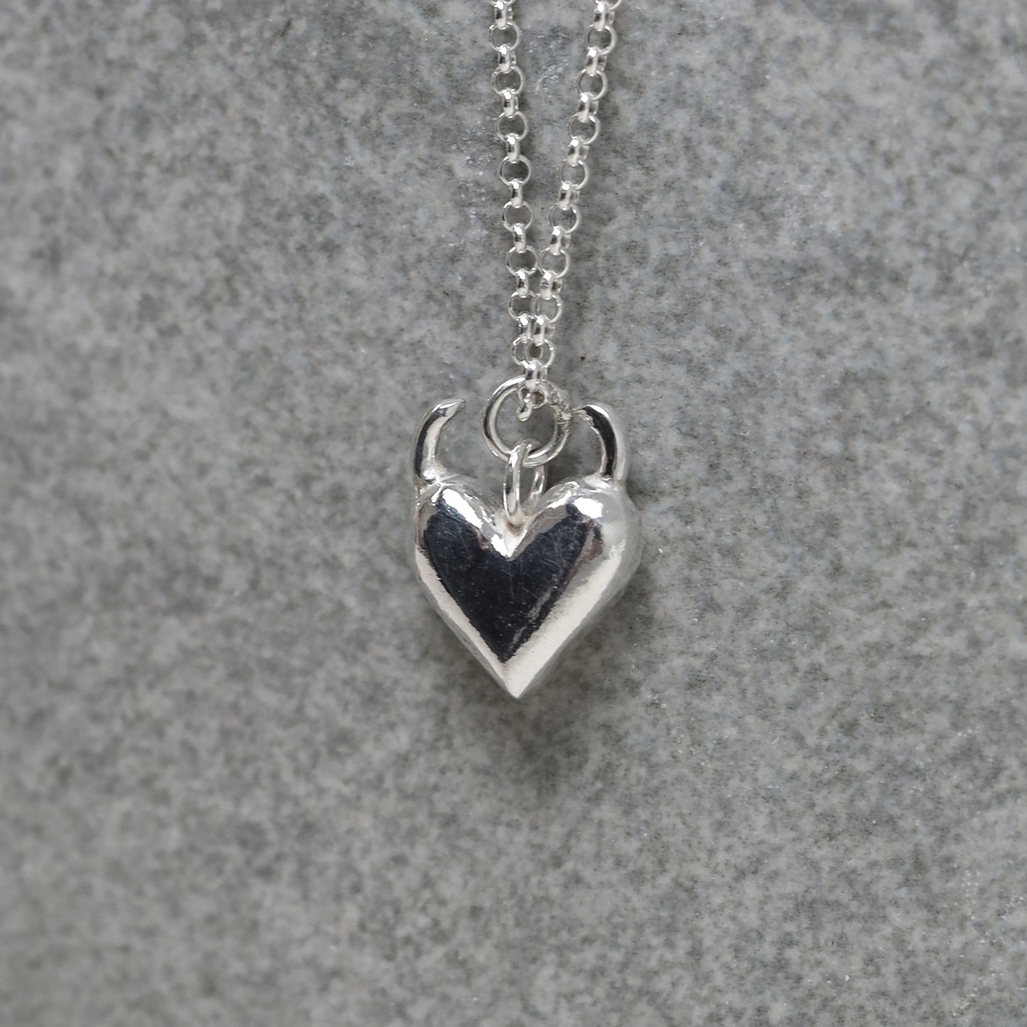 Sterling Silver Horny Heart Pendant